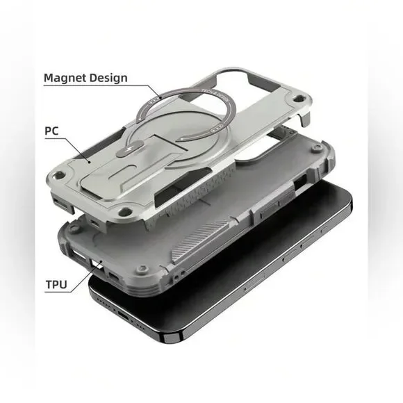 Rugged Armor iPhone 16 Pro Max Case – Heavy Duty with Kickstand & Magnetic Ring - Picture 4 of 9